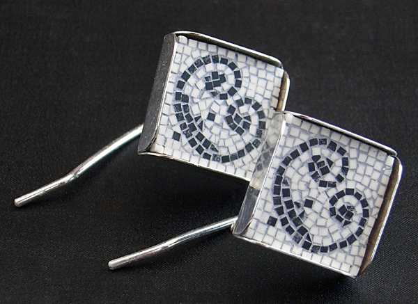 Sterling silver earrings with micromosaics