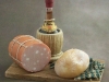 Board with Chianti, bread and bologna